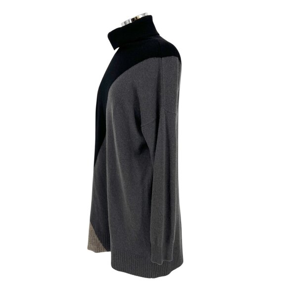 Margaret OLeary Cashmere Turtleneck Sweater Dress Black Gray Size Medium - Picture 7 of 14